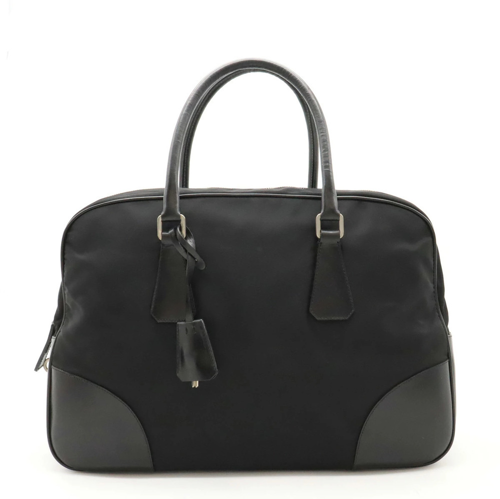 Prada Tessuto Boston Bag Tote Leather NERO Black